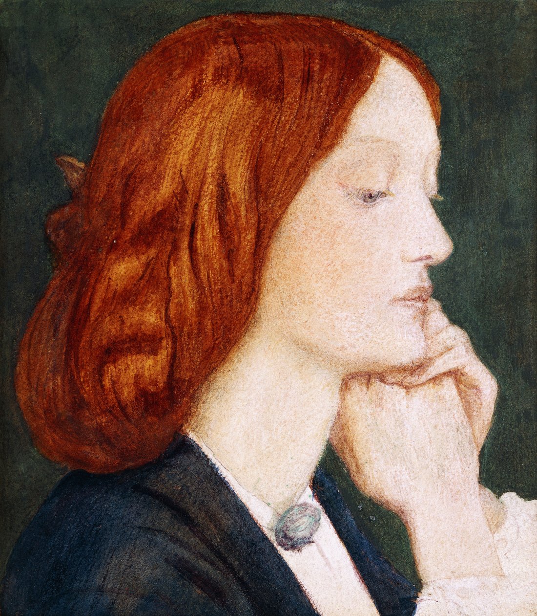 Portrett av Elizabeth Siddal, i profil til høyre, av Dante Gabriel Charles Rossetti