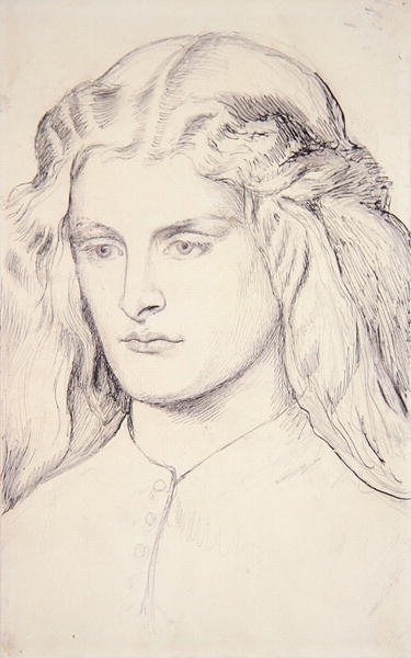 Portrettstudie av Annie Miller, ca. 1860-63 (penn, indisk blekk og grafitt på papir) av Dante Gabriel Charles Rossetti