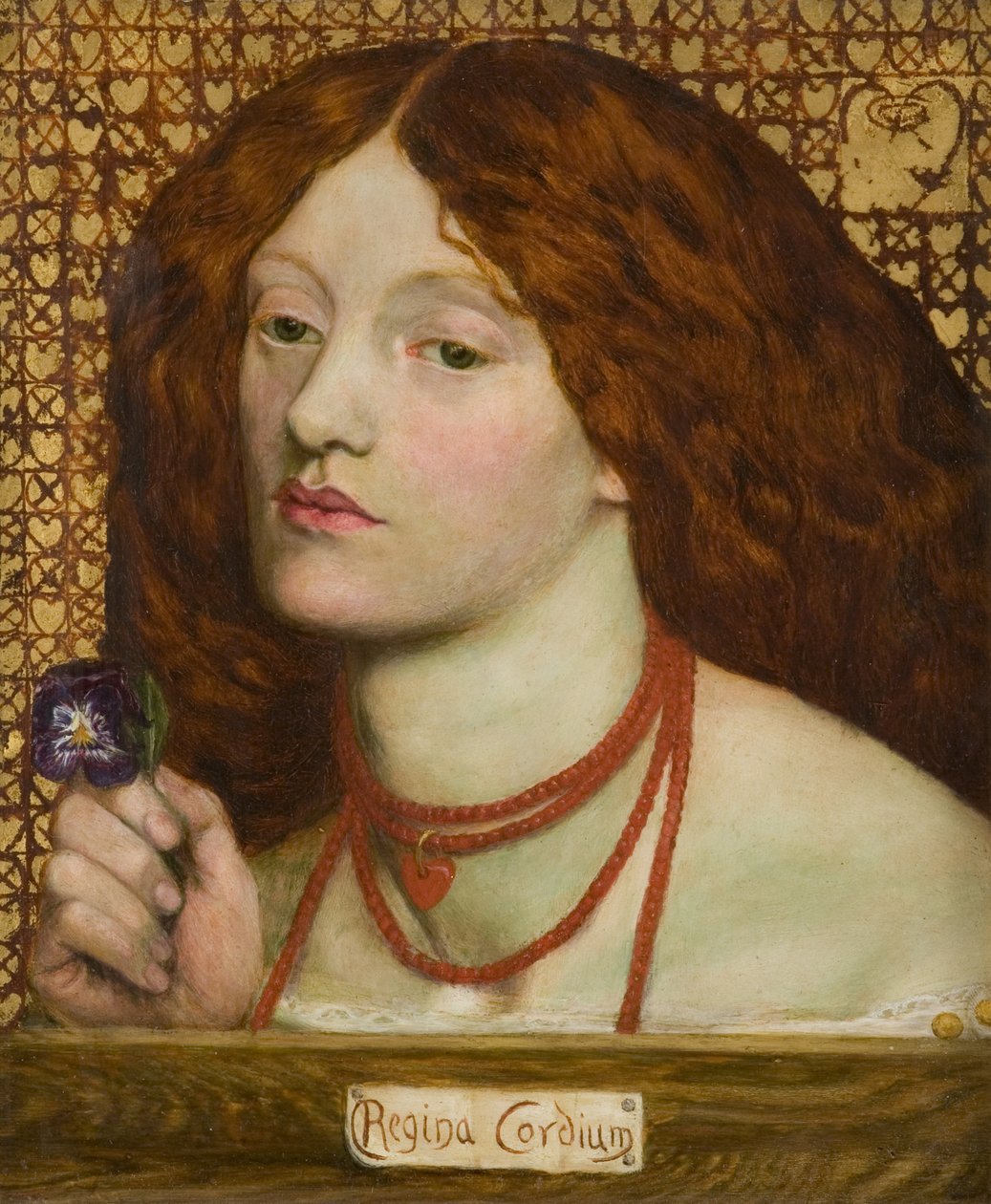 Queen of Hearts (Queen of Hearts) (Reine de coeur) - Dante Gabriel Rossetti (1828-1882). Olje på lerret av Dante Gabriel Charles Rossetti