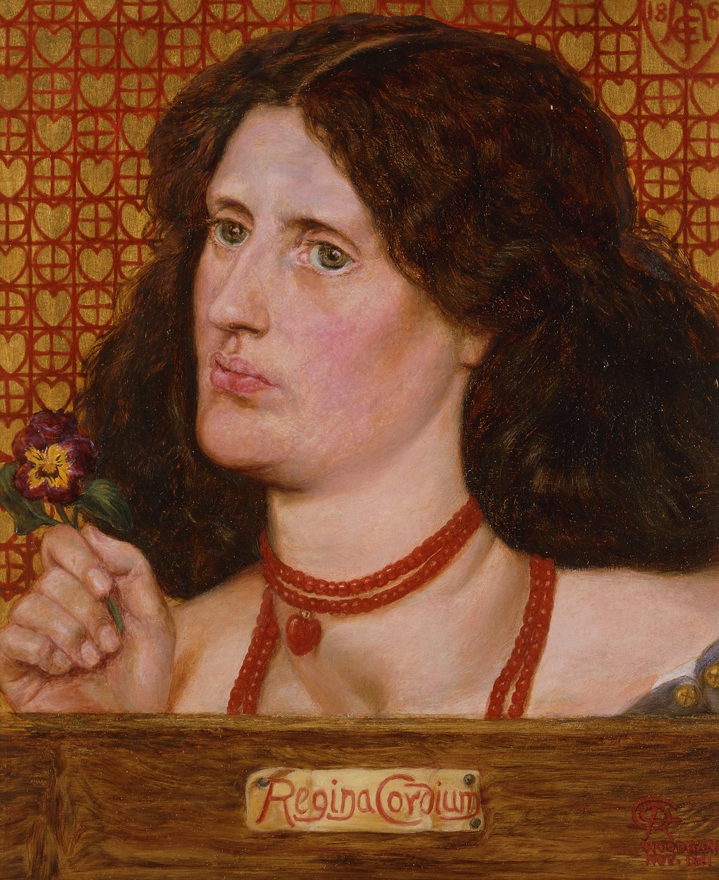 Queen of the Hearts - Portrett av Ellen Heaton, 1861 av Dante Gabriel Charles Rossetti