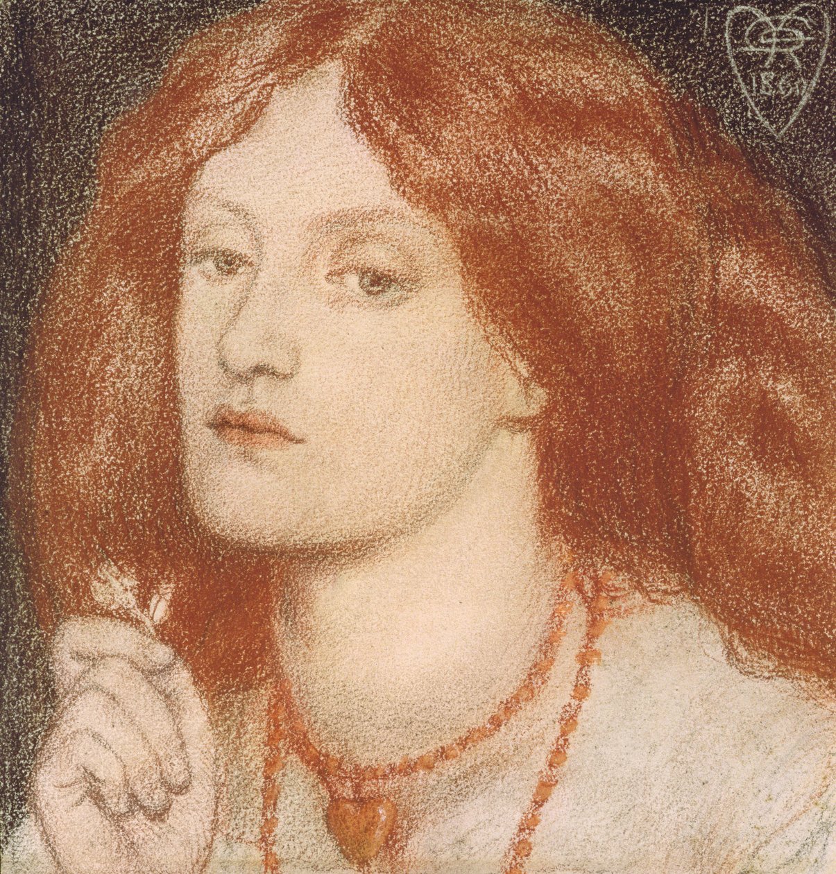 Regina Cordium or the Queen of Hearts, 1860 (pastell på papir) av Dante Gabriel Charles Rossetti