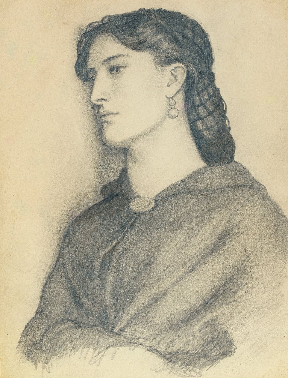 Studie av Aggie Manetti av Dante Gabriel Charles Rossetti