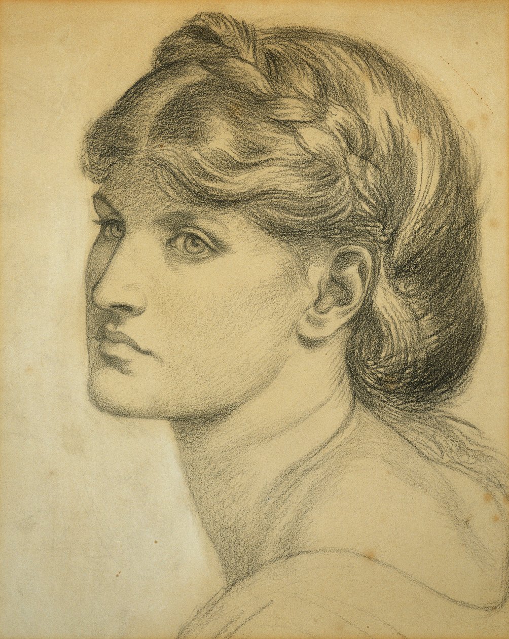 Studie av et hode for "The Bower Meadow", 1872 av Dante Gabriel Charles Rossetti