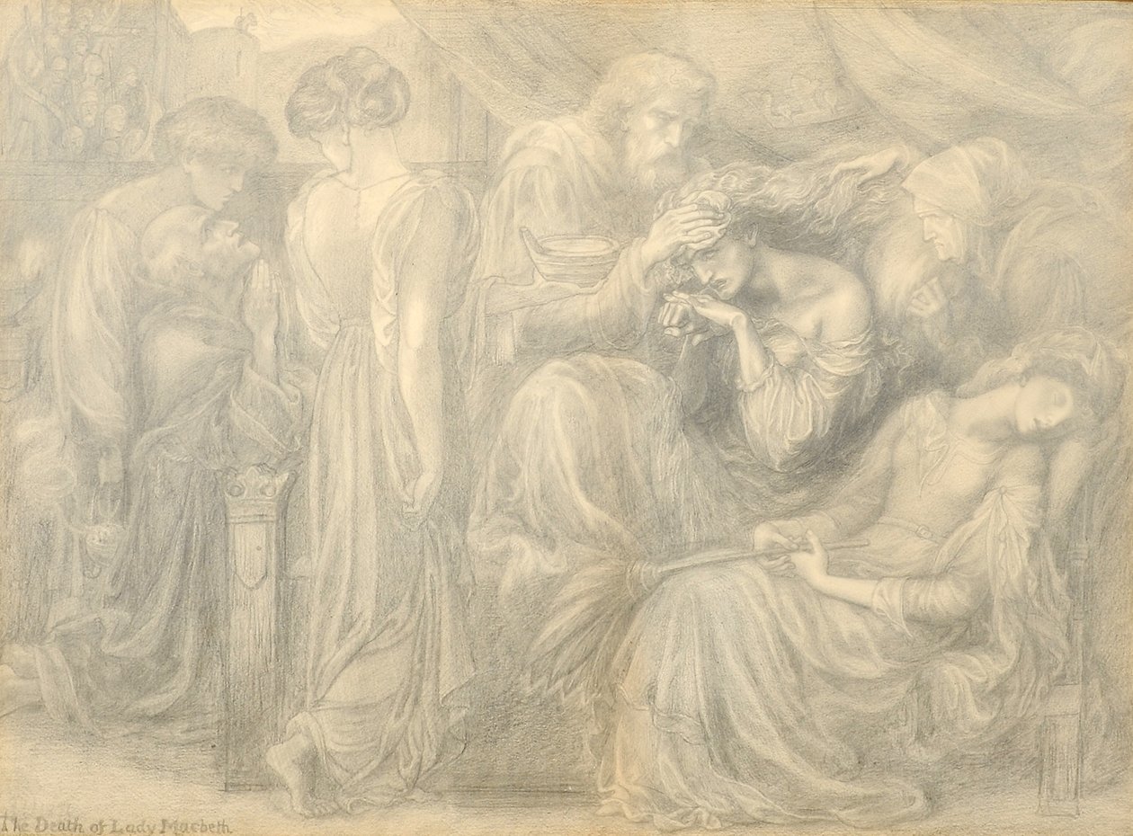 Lady Macbeths død, ca. 1875 av Dante Gabriel Charles Rossetti