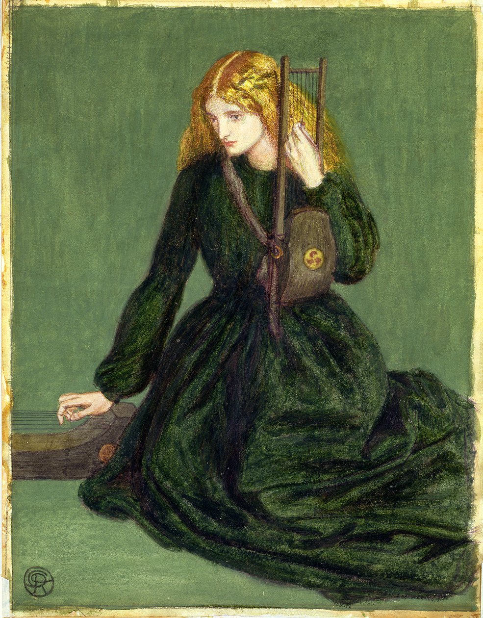 The Harp Player, en studie av Annie Miller, 1872 av Dante Gabriel Charles Rossetti