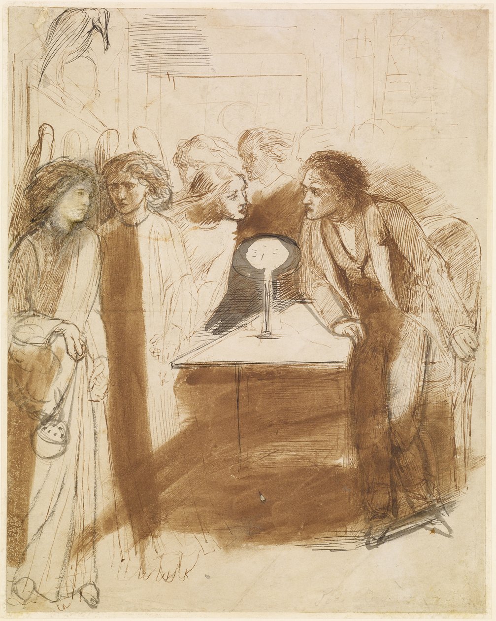 The Raven - Angel Footfalls, ca. 1847 av Dante Gabriel Charles Rossetti