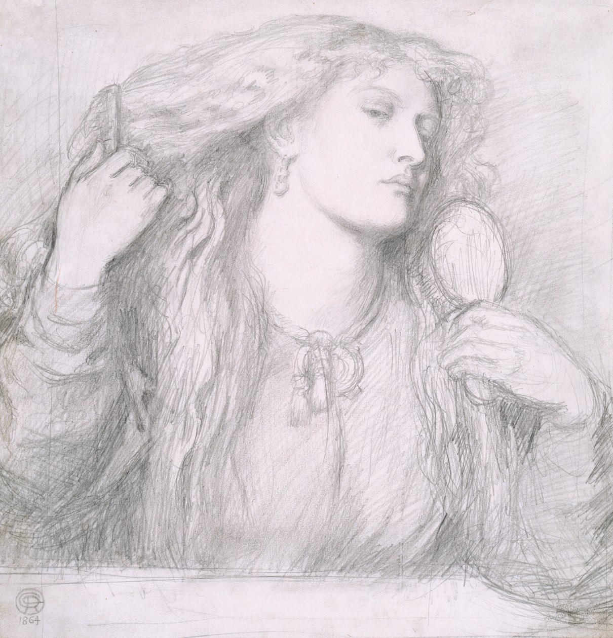 Kvinne som kjemmer håret, Fanny Cornforth av Dante Gabriel Charles Rossetti