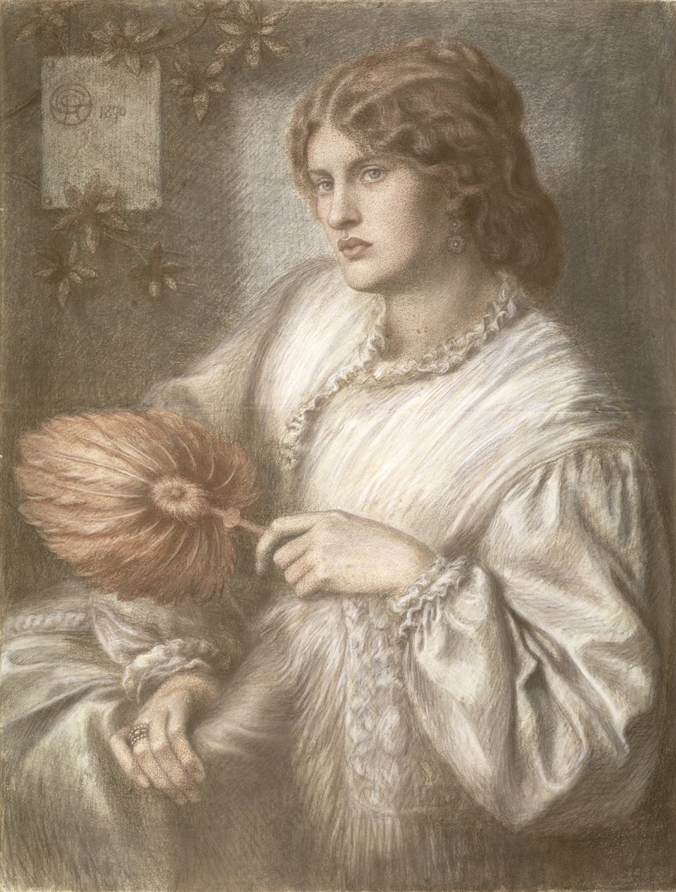Kvinne med fan, 1870 av Dante Gabriel Charles Rossetti