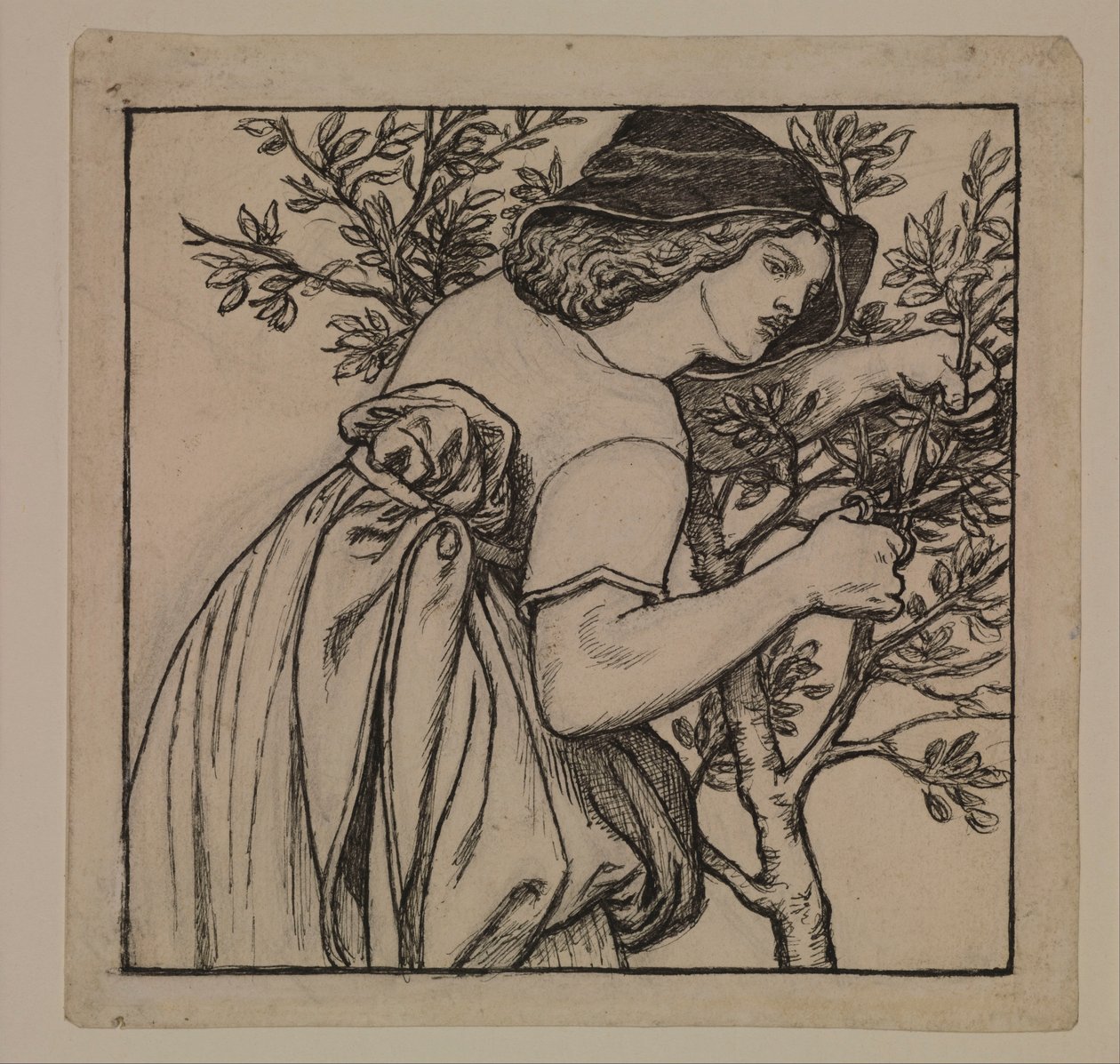 Kong Renés bryllupsreise - Hagearbeid - Design for et malt panel til kabinettet av Dante Gabriel Rossetti