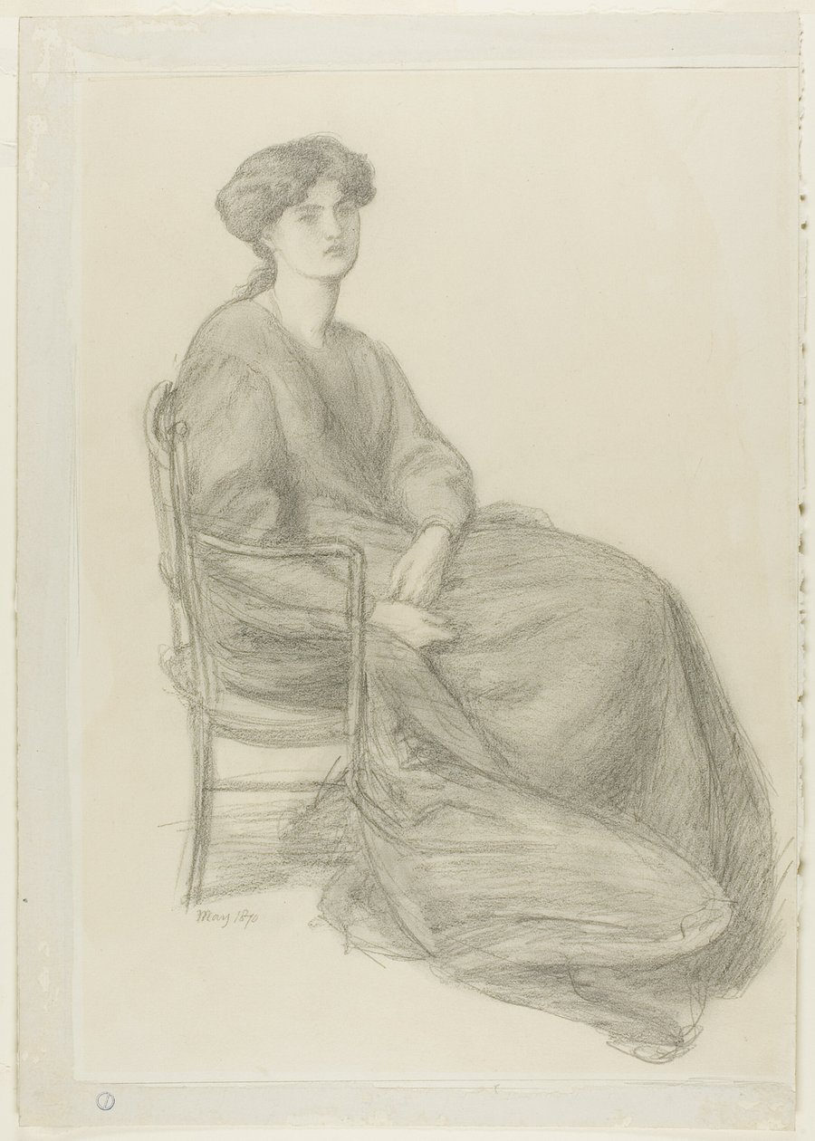 Mrs. William Morris sitter som leder av Dante Gabriel Rossetti