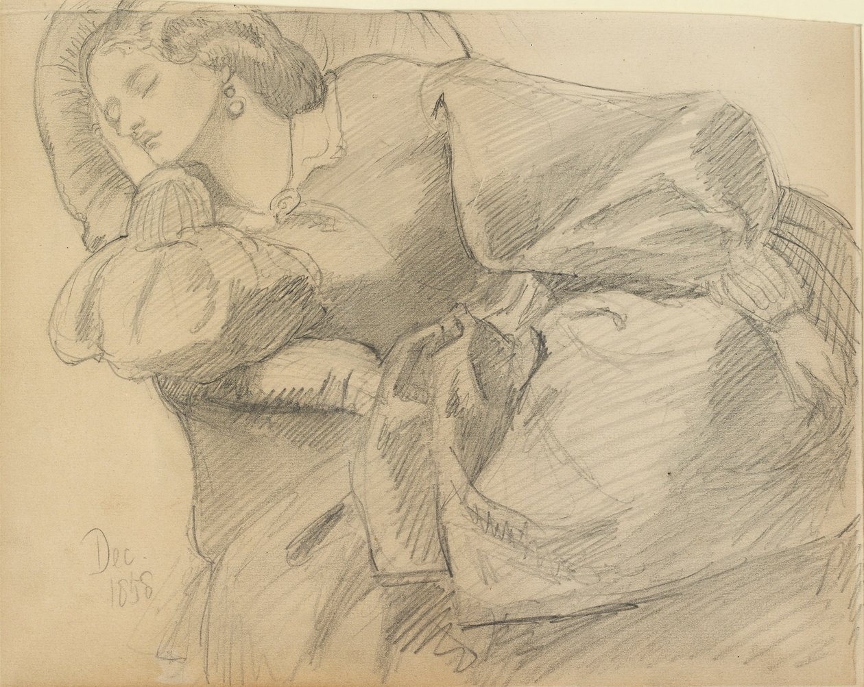Ruth Herbert sover, 1858 av Dante Gabriel Rossetti