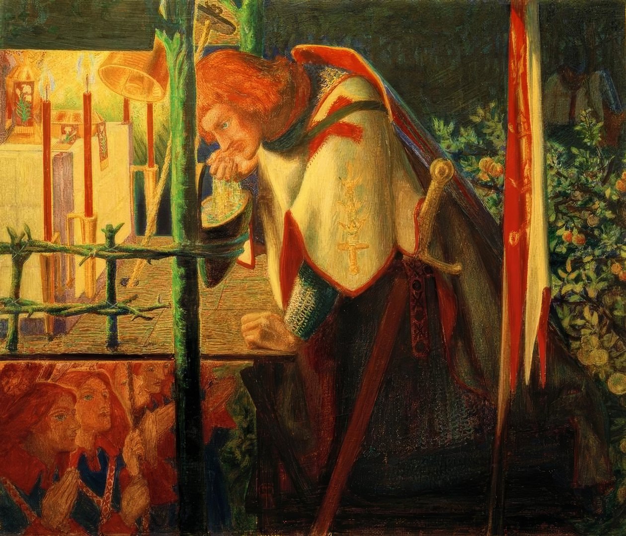 Sir Galahad ved det ødelagte kapellet av Dante Gabriel Charles Rossetti