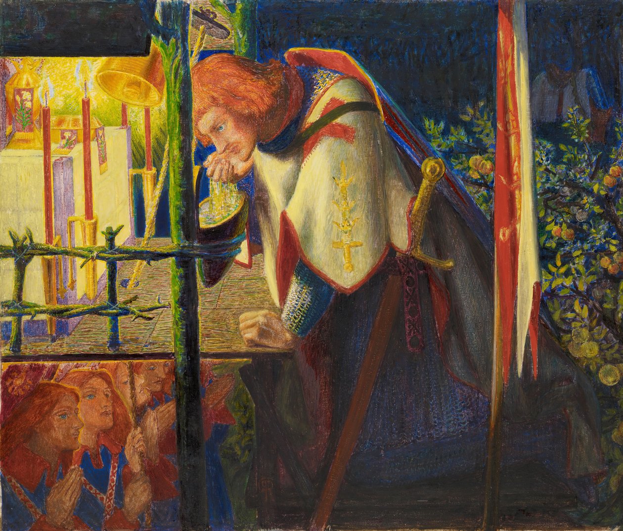 Sir Galahad ved det ødelagte kapellet, 1857 - 1859. av Dante Gabriel Rossetti