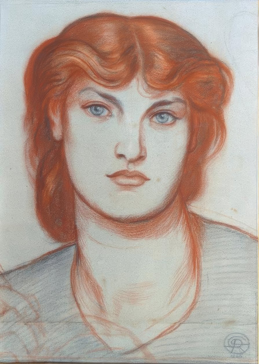 Studie for Queen of Hearts av Dante Gabriel Charles Rossetti