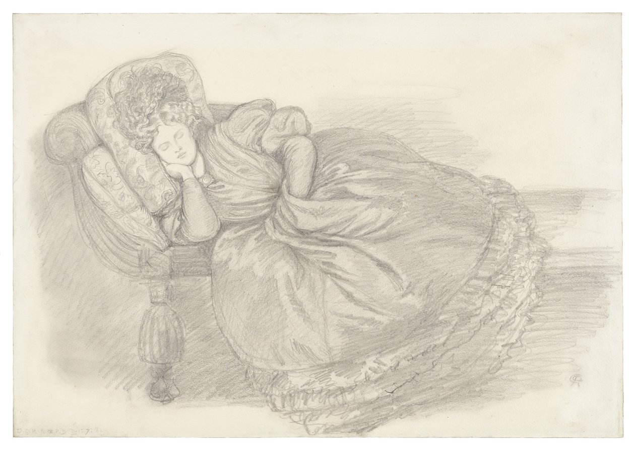 Studie av Fanny Cornforth, sovende på en sjeselong av Dante Gabriel Rossetti