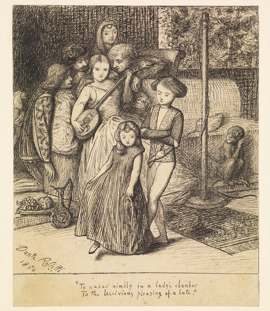 Å danse livlig i en dames kammer til en luttens vellystige behag av Dante Gabriel Rossetti
