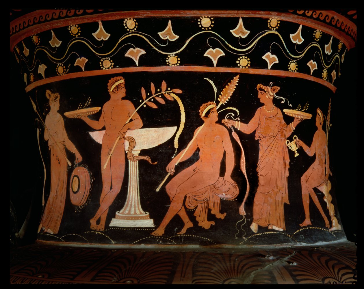 Apuliansk voluttkrater med rød figur, detalj av halskeramikken av Darius Painter