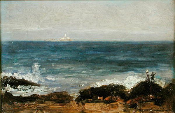 Tall ved Dublin Bay (olje om bord) av Darius J. MacEgan