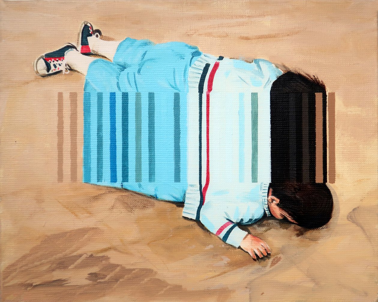 Strandet, 2019 (akryl på lerret) av Darren Coffield