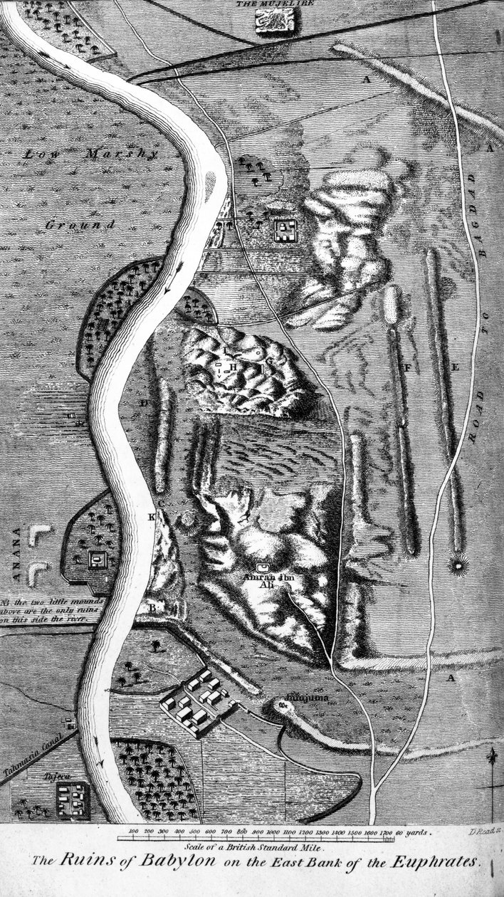 Ruinene av Babylon på østbredden av Eufrat av David Charles Read