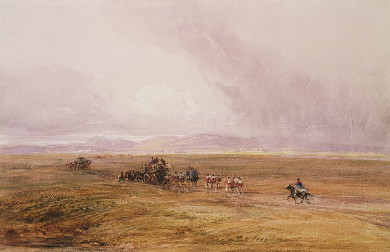 Et bagasjetog krysser en slette av David Cox