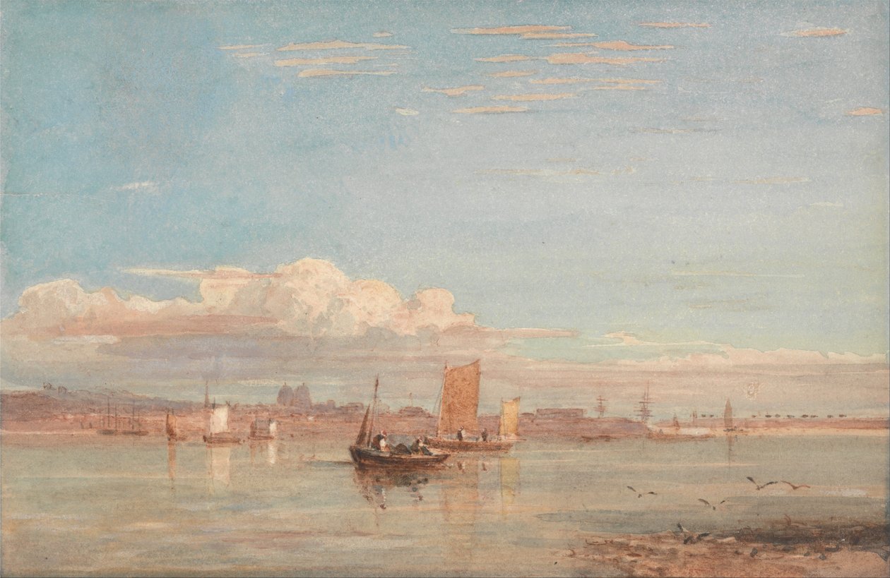 Greenwich Hospital fra Woolwich Reach av David Cox