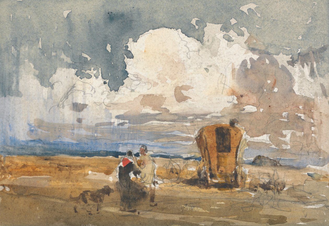 Landskap med sigøynere og vogn av David Cox