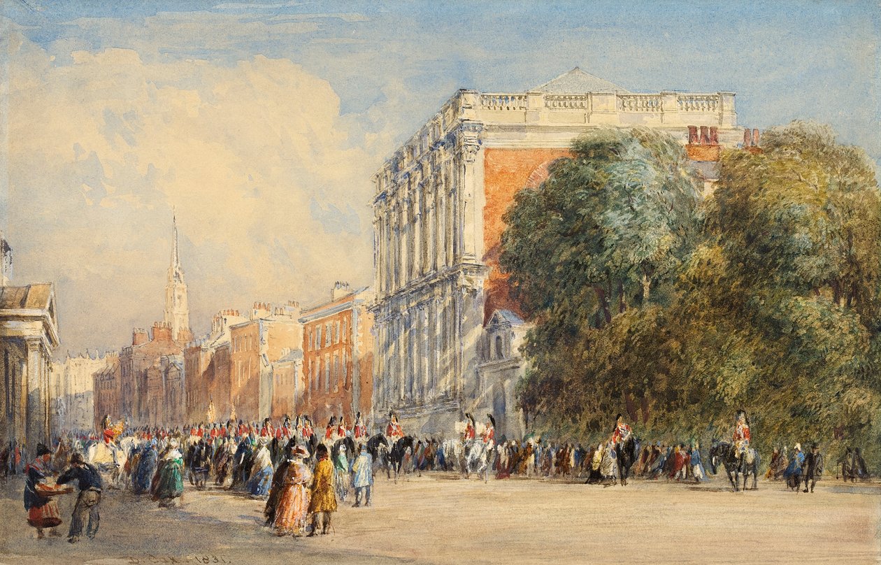 Gamle Whitehall med livgarden, 1831 av David Cox