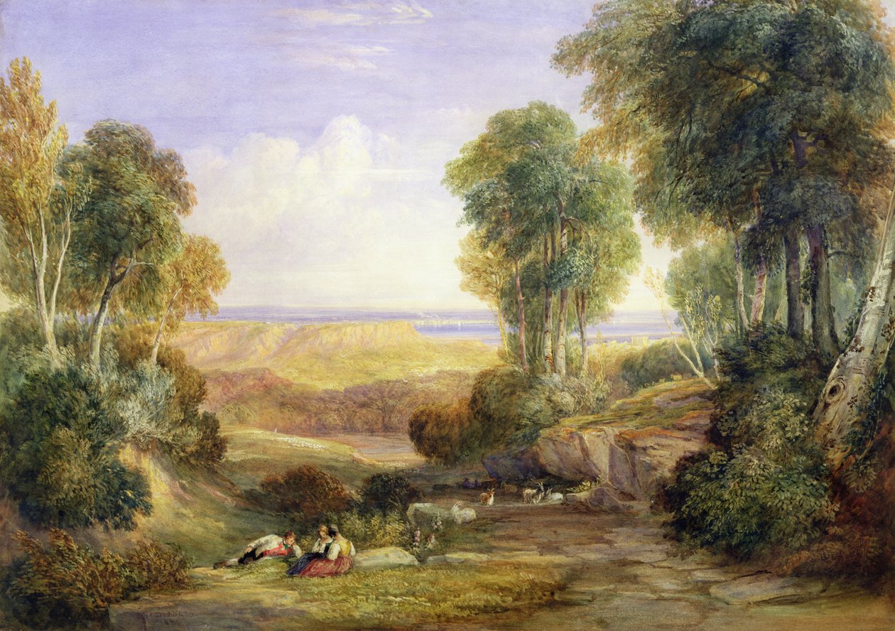 Krysset mellom Severn og Wye med Chepstow i det fjerne, 1830 av David Cox