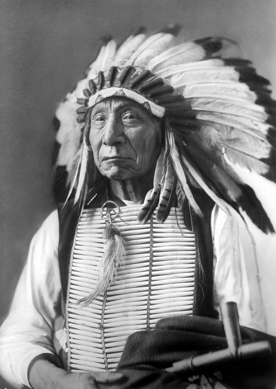Red Cloud, Dakota-sjef, iført hodeplagg, 1880-tallet av David Frances Barry