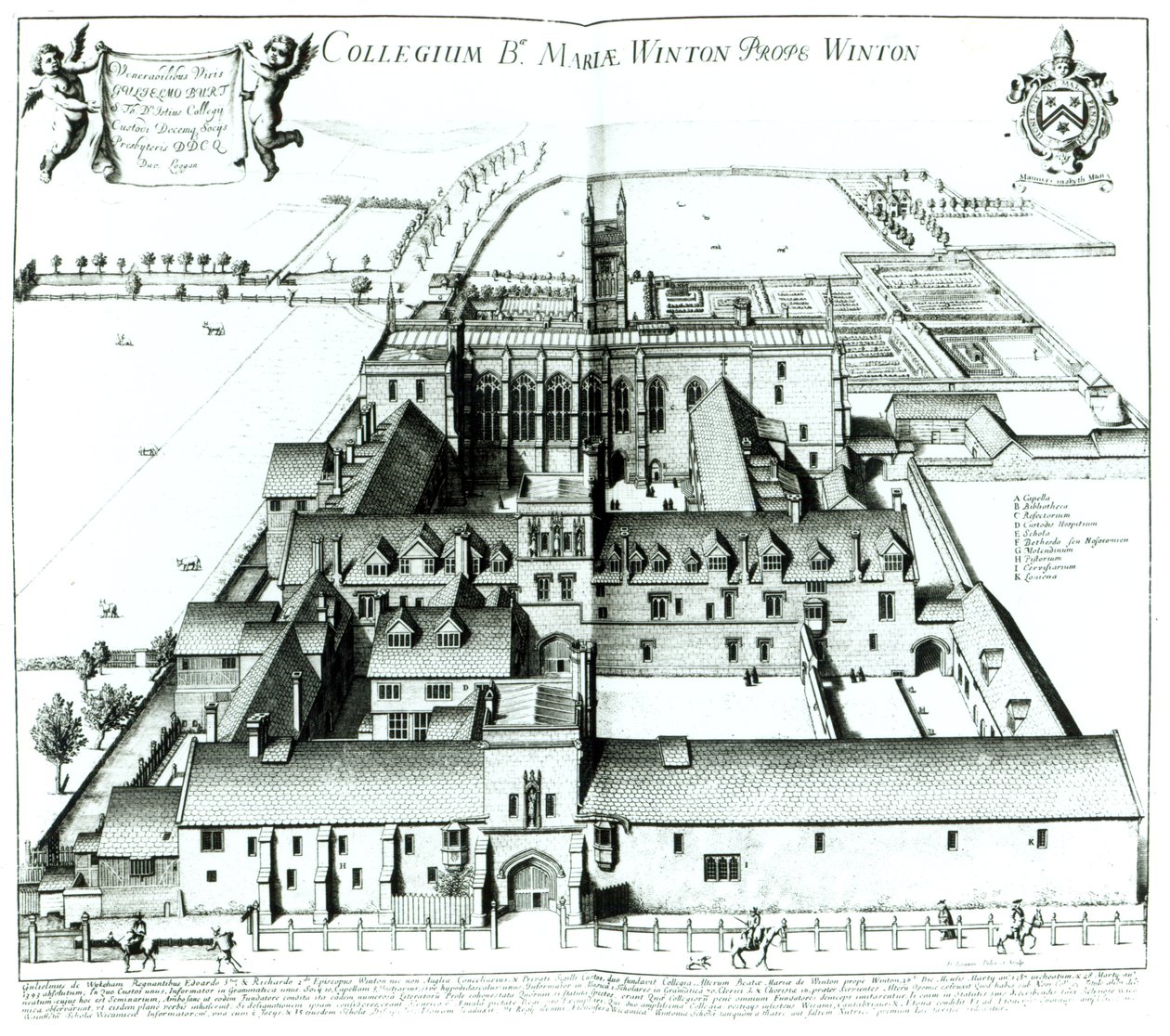 Winchester College, fra en samling topografiske illustrasjoner 