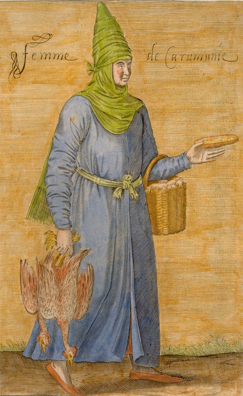 Karamanid Woman farget gravering av David Nicolai