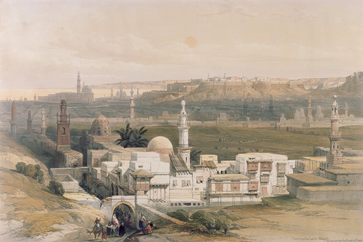 Kairo fra Citizenib-porten, ser mot Suez-ørkenen, fra Egypt og Nubia, Vol.3 av David Roberts