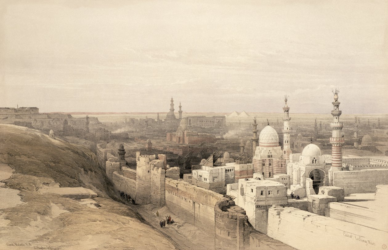 Kairo ser vest, fra Egypt og Nubia, Vol.3 av David Roberts