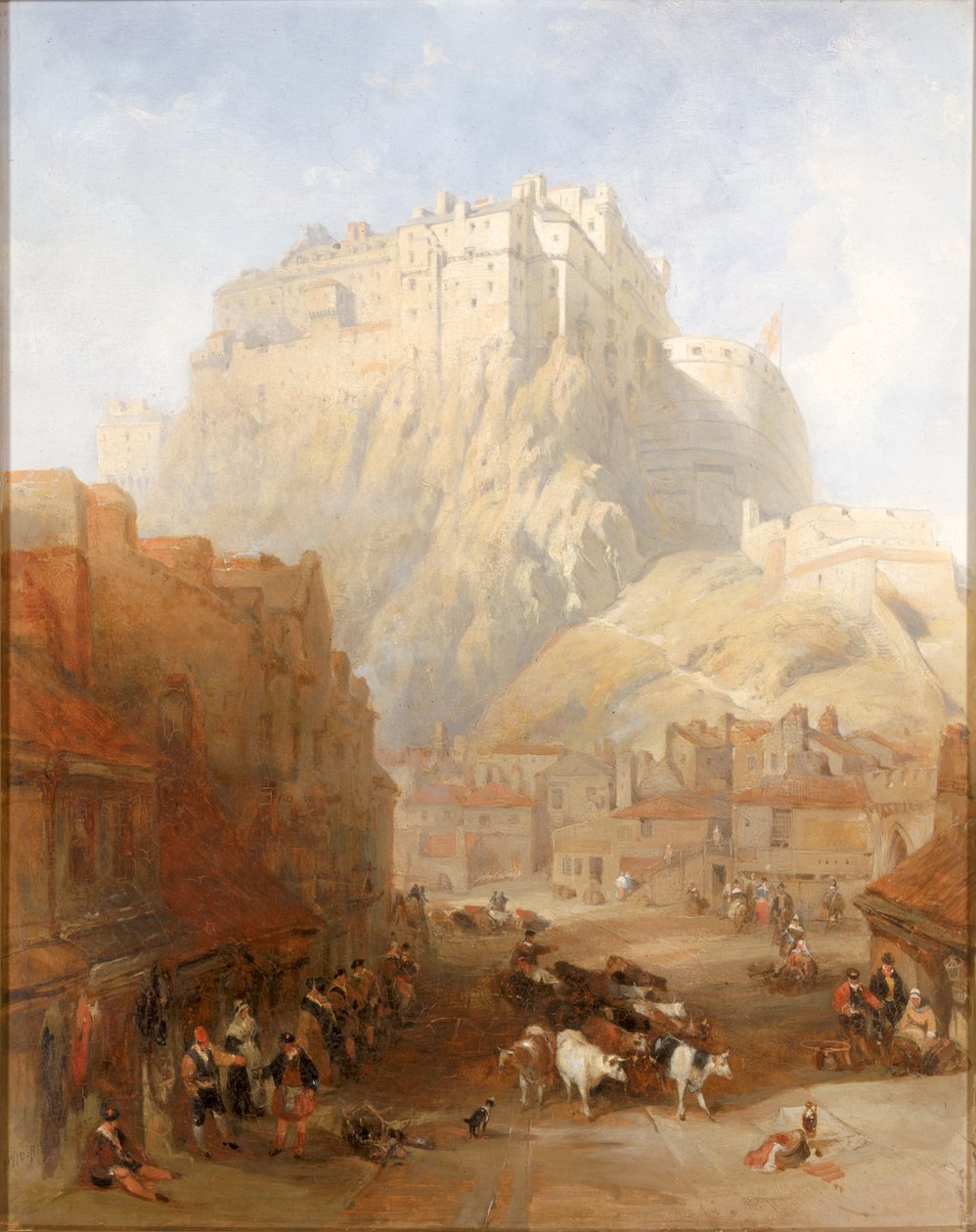 Edinburgh Castle fra Grassmarket, 1837 av David Roberts