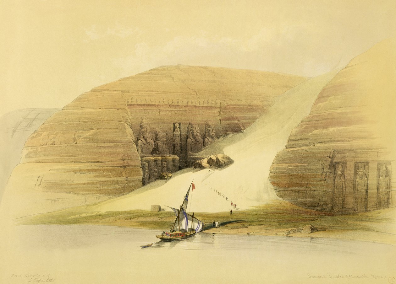 Utgravet tempel til Abu Simbel, fra Egypt og Nubia, Vol.1 av David Roberts