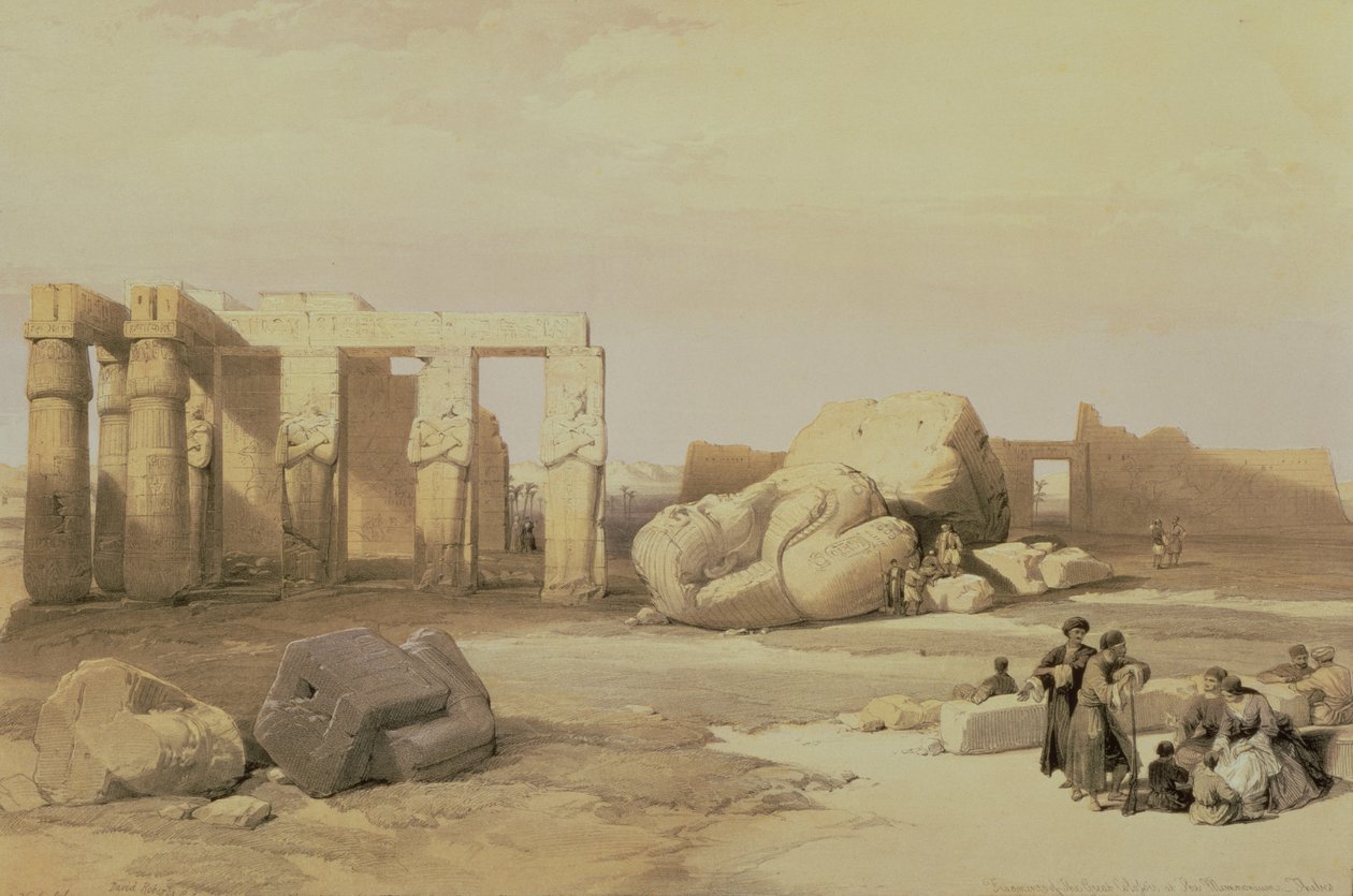 Fragmenter av den store kolossen, ved Memnonium, Theben, 1937 f.Kr av David Roberts