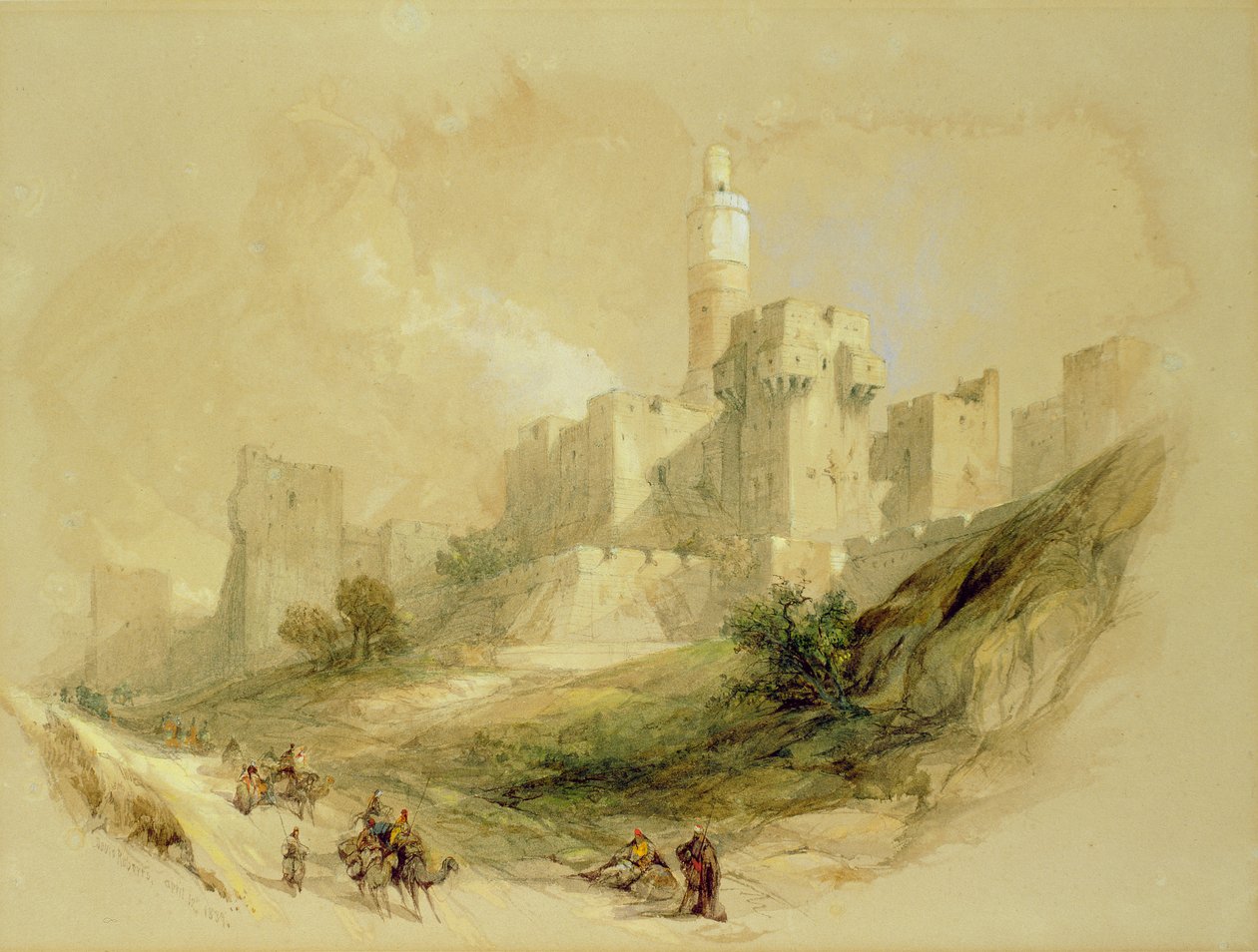 Jerusalem og Davids tårn av David Roberts