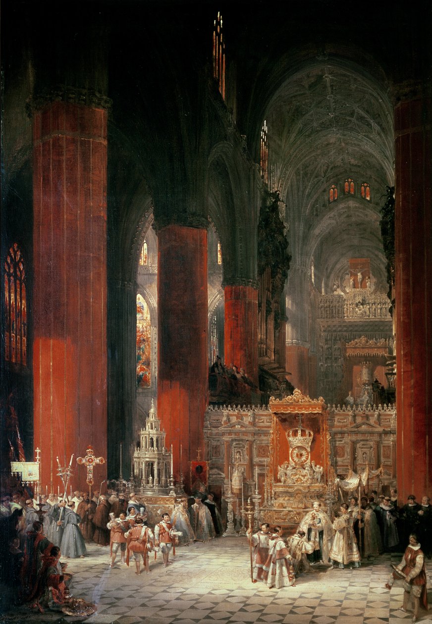 Prosesjon i katedralen i Sevilla, 1833 av David Roberts