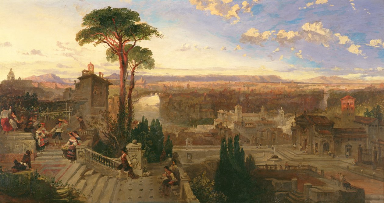 Roma, skumring, utsikt fra klosteret San Onofrio på Mount Janiculum, ca. 1853-55 av David Roberts