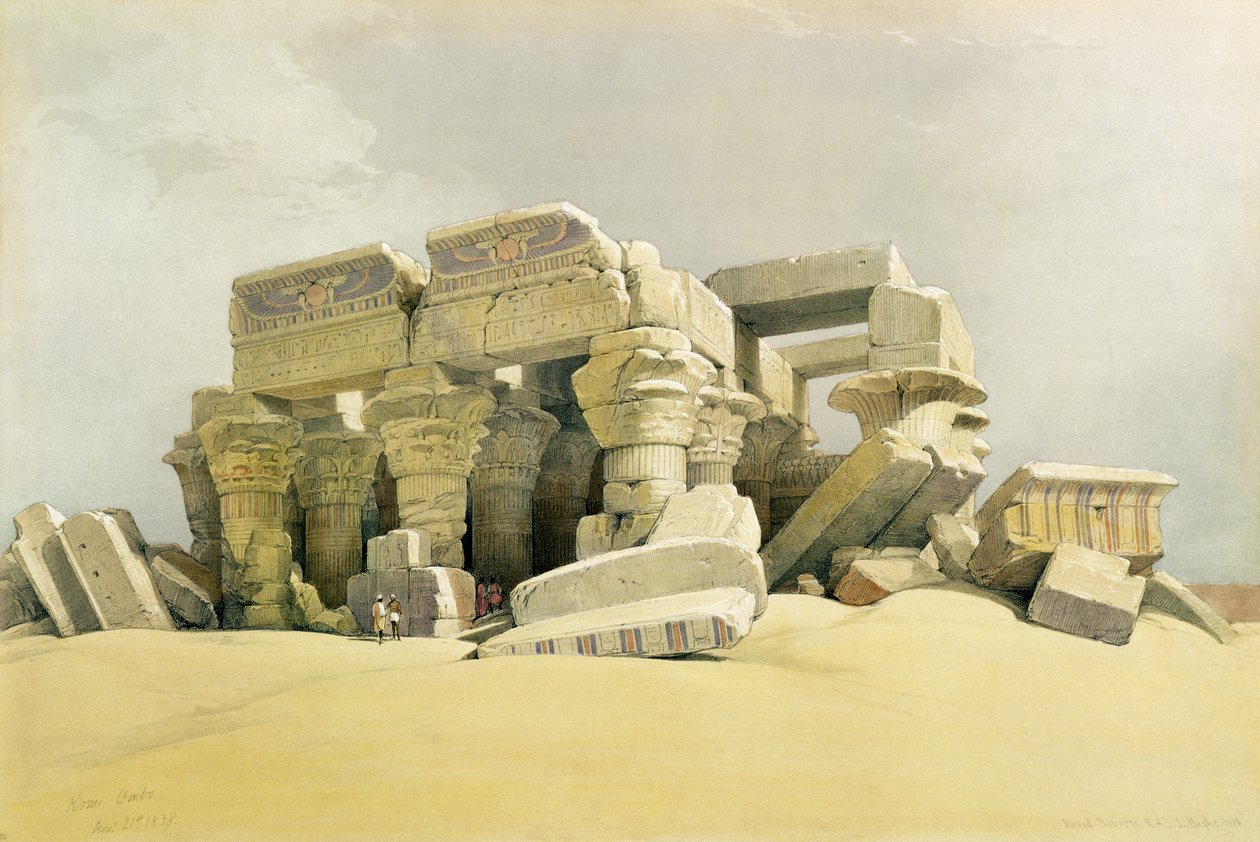 Ruinene av Temple of Kom Ombo, fra Egypt og Nubia, Vol.1 (se også 84718) av David Roberts