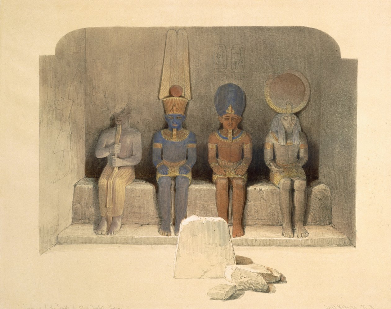 Sanctuary of Temple of Abu Simbel, fra Egypt og Nubia, Vol.1 av David Roberts
