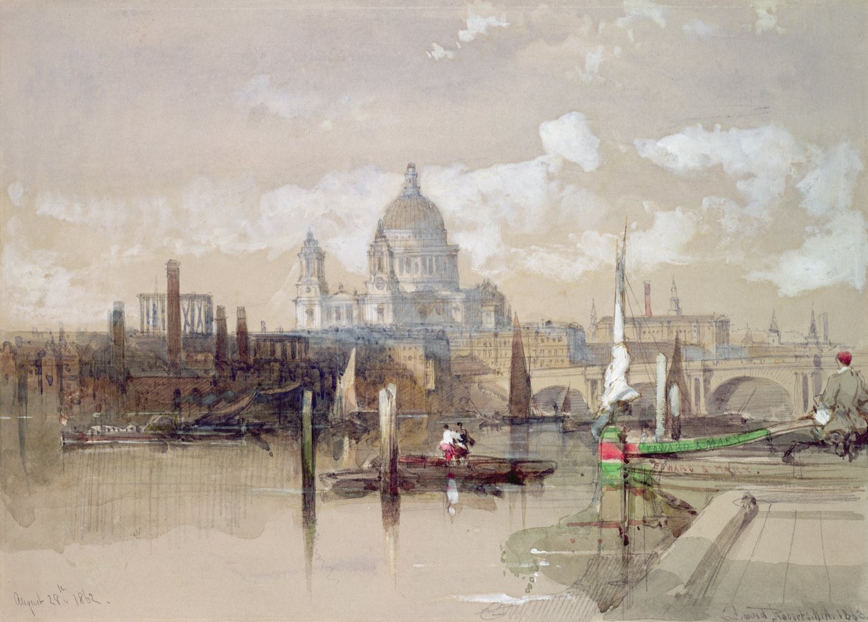St. Pauls fra elven, 1863 av David Roberts