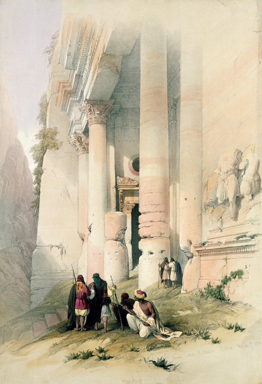 Tempel kalt El Khasne, Petra, 7. mars 1839, plate 94 fra bind III av 
