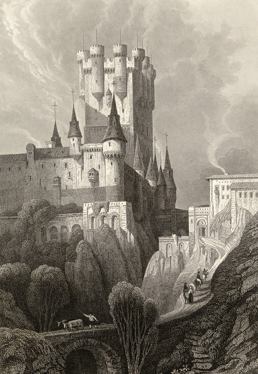 Alcazar før brannen i 1862, Segovia av David Roberts