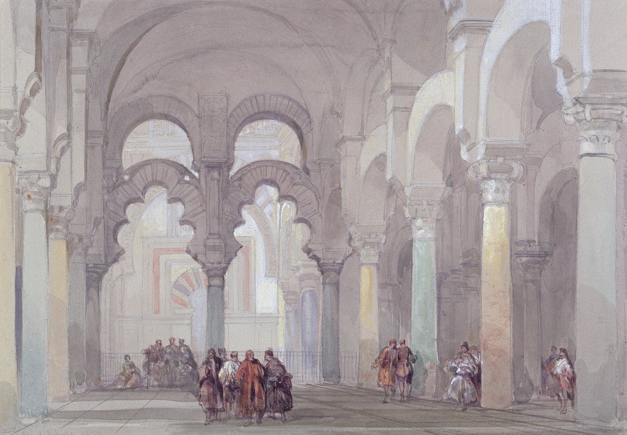 Moskeen i Cordova, 1833 (wc med gouache over grafitt på papir) av David Roberts