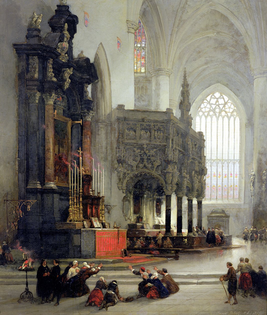 Helligdommen til St. Gomar i Lierre, Belgia, 1849 av David Roberts