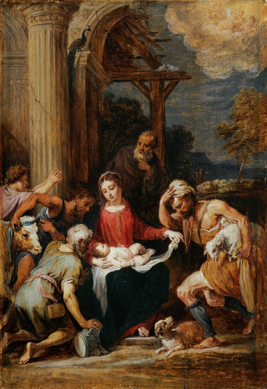 Tilbedelse av hyrdene etter Andrea Schiavone av David Teniers the Younger