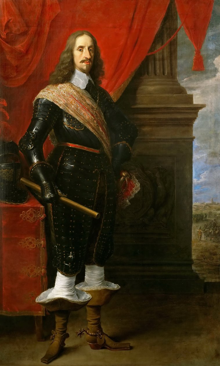 Erkehertug Leopold Wilhelm, med beleiringen av Gravelingen i bakgrunnen av David Teniers the Younger