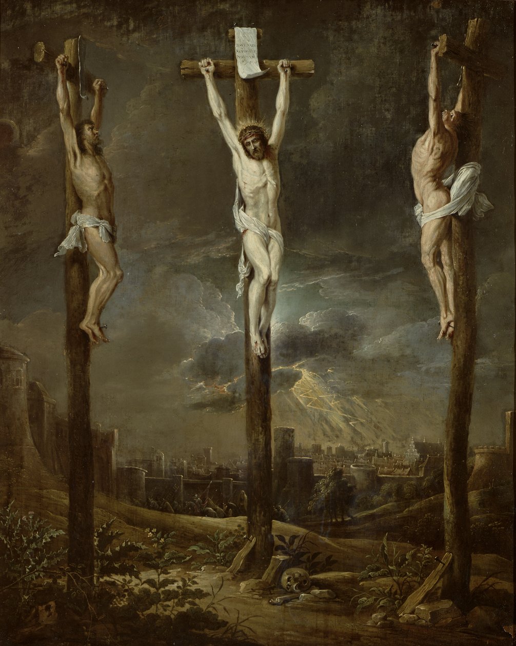 Golgata (olje på kort) av David Teniers the Younger